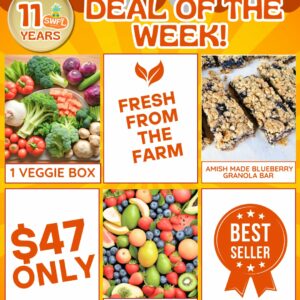 Deal of the week 1 Fruit Box,1 Veggie Box Plus An Amish Made Blueberry Granola Bar!