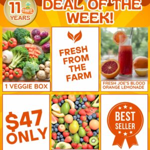 Deal of the week 1 Fruit Box,1 Veggie Box Plus a Fresh Joe’s Blood Orange Lemonade