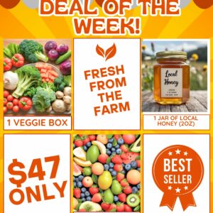 Deal of the week 1 Fruit Box,1 Veggie Box Plus 1 Jar of Local Honey (2oz)